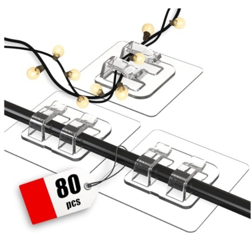 Hooks for Outdoor String Lights, 80 Pack Heavy Duty Cable Clips